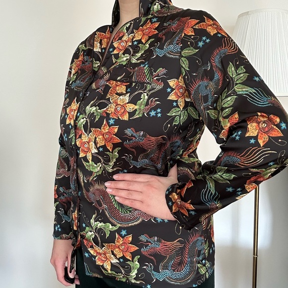 3/50$ Shirt / blouse in ethnic style M / L New green button down shirt - Picture 4 of 15